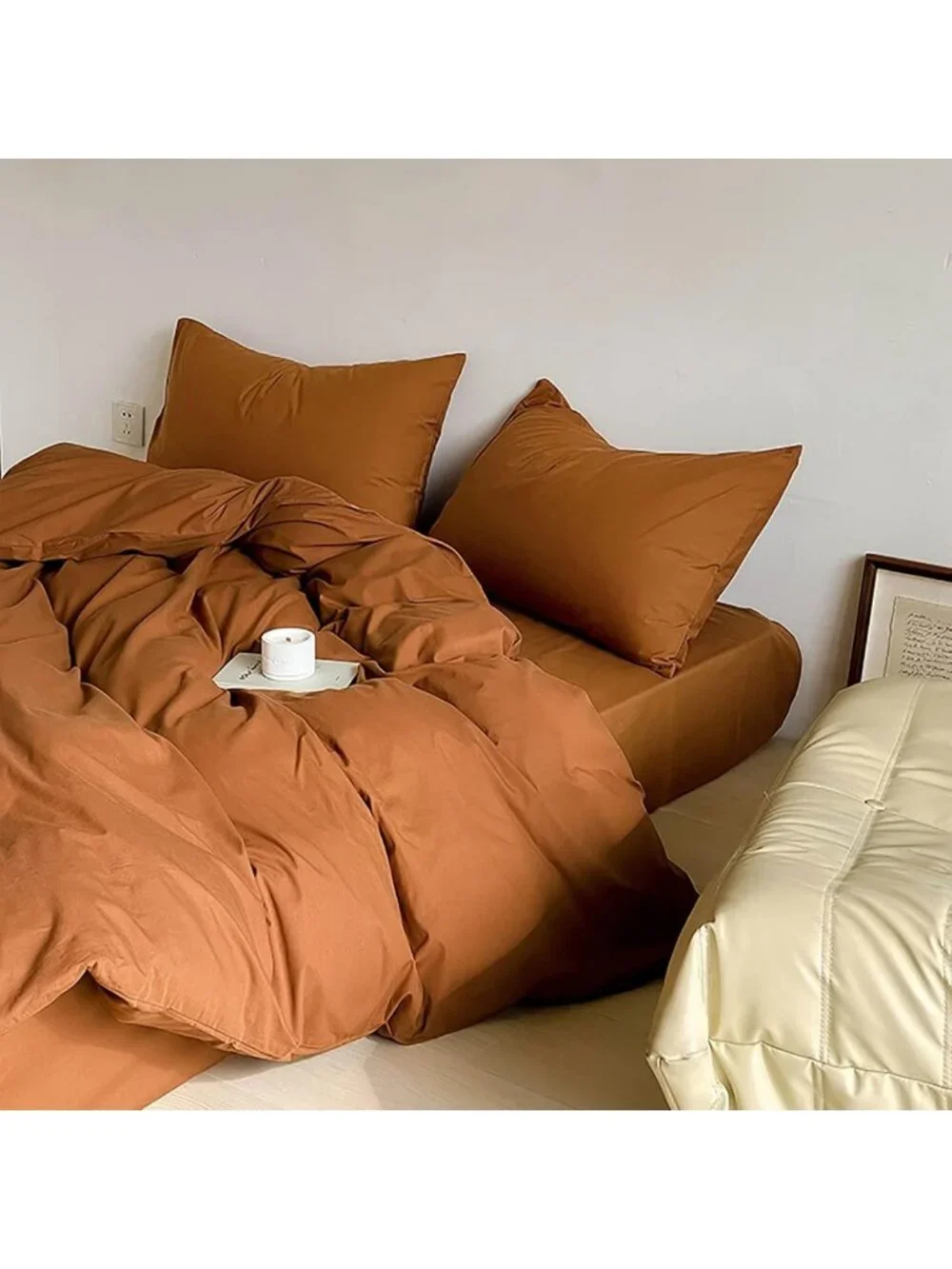 Cozy King Pumpkin Color Comforter Set - Soft Burnt Orange Bedding with 2